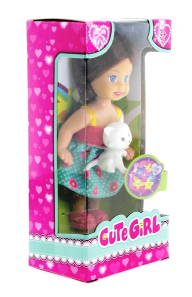 Cute Girl Kedi Figürlü Kumral Mini Bebek ürün görseli 1