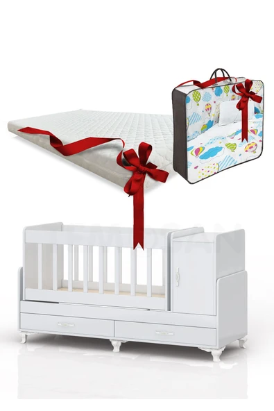 Kaktüs Avm Anne Yanı, Sallanır, Büyüyen Bebek Beşiği, Yataklı, Sarı Uyku Setli, Çekmeceli, Kapaklı 60 X 120 ürün görseli 1
