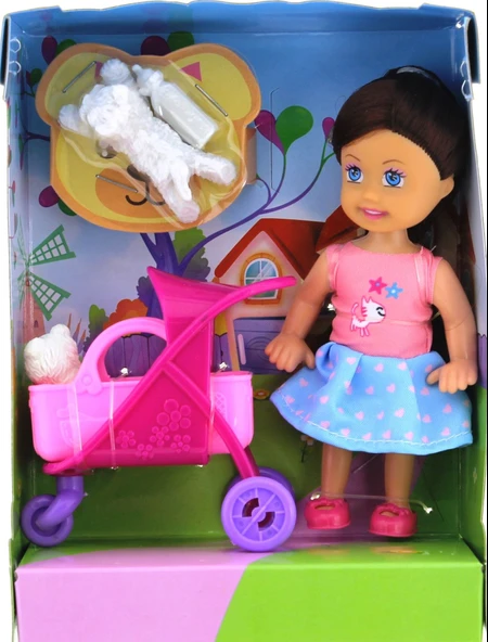 Lovely Mini Bebek Pembe Sepetli Evcil Hayvanlı Oyun Seti ürün görseli 1