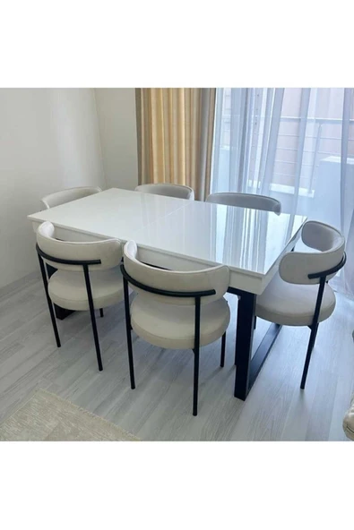 Kaktüs Avm 6'lı Teddy Sandalye Mutfak Sandalyesi Salon Sandalyesi Cafe (MASASIZ)beyaz Tek Renk ürün görseli 1