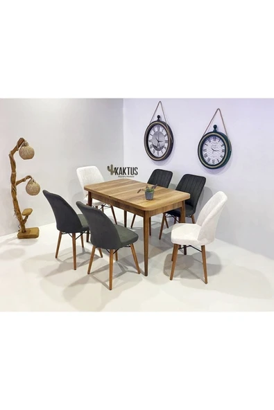 Kaktüs Avm 6 Kişilik Açılır Masa Sandalye Takımı Mutfak Masası Takımı Salon Masası Yemek Masası Masa Takımı ürün görseli 1