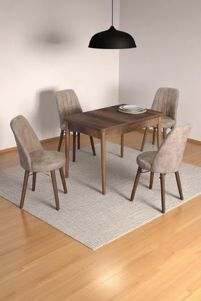 Kaktüs Avm 4 Kişilik Sabit Masa Sandalye Takımı 70x110 Cm Mutfak Masası Takımı Yemek Masası Masa Takımı ürün görseli 1