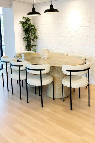 Kaktüs Avm 8'li Teddy Sandalye Mutfak Sandalyesi Salon Sandalyesi Cafe Restaurant Sandalyesi Beyaz ürün görseli 1