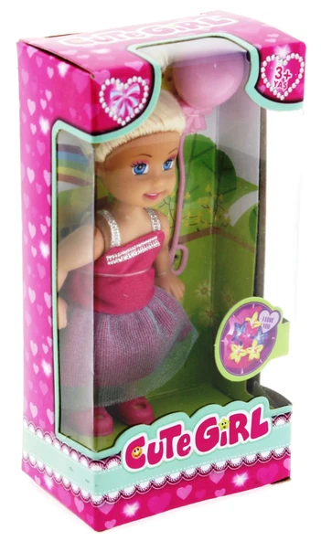 Cute Girl Pembe Balonlu Sarışın Mini Bebek ürün görseli 1