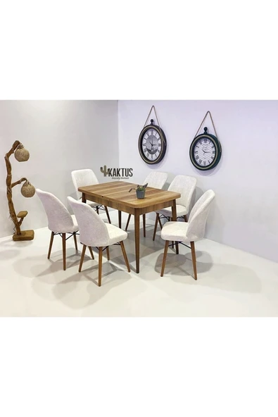 Kaktüs Avm 6 Kişilik Açılır Masa Sandalye Takımı Mutfak Masası Takımı Salon Masası Yemek Masası Masa Takımı ürün görseli 1
