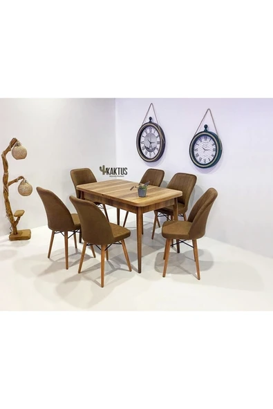 Kaktüs Avm 6 Kişilik Açılır Mdf Masa Sandalye Takımı Mutfak Masası Takımı Salon Masası ürün görseli 1