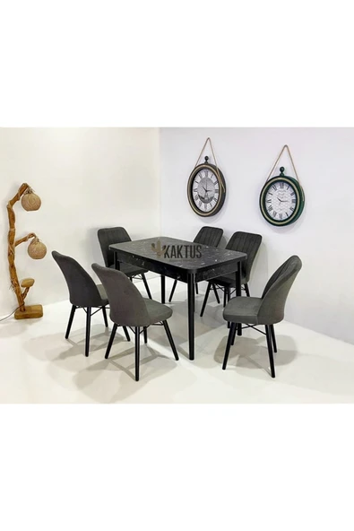 Kaktüs Avm 6 Kişilik Açılır Masa Sandalye Mutfak Salon Yemek Masası Takımı ürün görseli 1