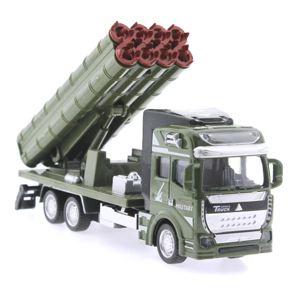 Sürtmeli Die Cast Metal Roketatar Rampalı Askeri Kamyon ürün görseli 1