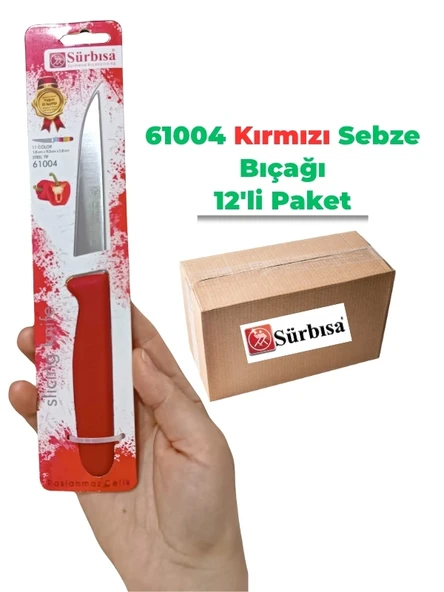 Sürbisa 61004 Sebze Bıçağı Kırmızı 1 Koli (12 adet) ürün görseli 1