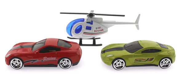 3'lü Beyaz Helikopterli Metal Araçlar ürün görseli 1