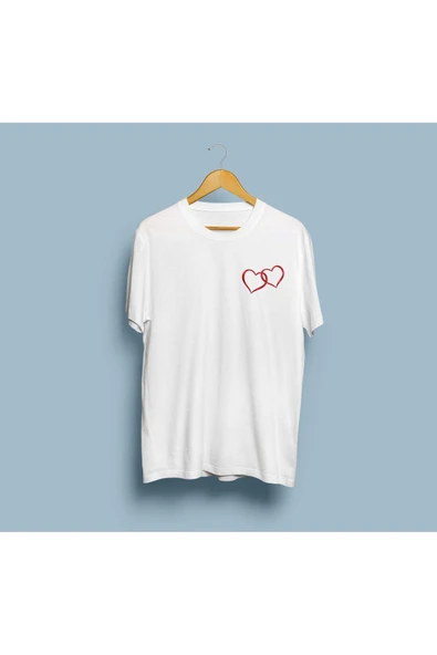 Oversize 2 kalp desenli unisex T-shirt ürün görseli 1