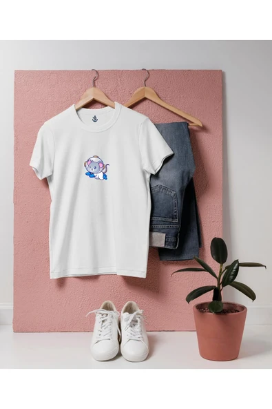 Oversize Mini Fare Dalgıç Tasarım unisex T-shirt - Resim 9