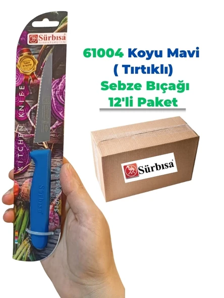 Sürbisa 61004 Sebze Bıçağı Koyu Mavi Lz 1 Koli (12 adet Tırtıklı ) ürün görseli 1