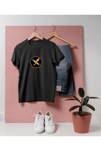 Oversize Mermi ve Elektrik Logo Unisex T-shirt ürün görseli 1