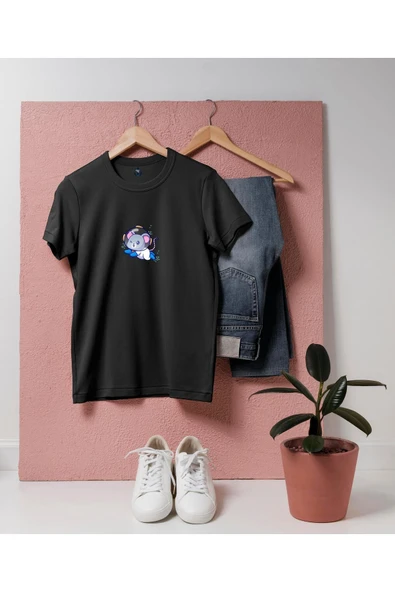 Oversize Mini Fare Dalgıç Tasarım unisex T-shirt - Resim 8