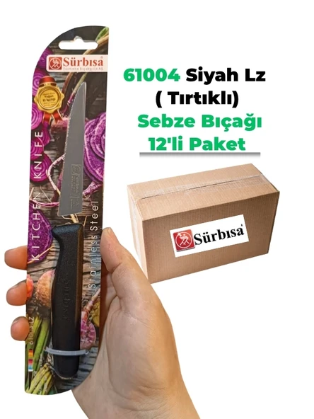 Sürbisa 61004 Sebze Bıçağı Siyah Lz1 Koli (12 adet Tırtıklı ) ürün görseli 1