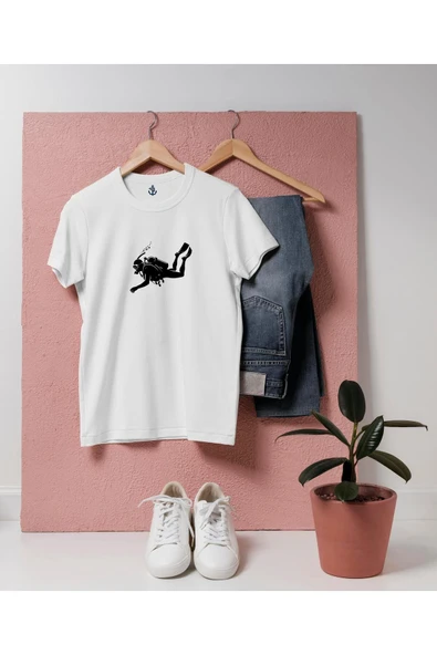 Oversize Dalgıç / Diver Tasarım unisex T-shirt ürün görseli 1