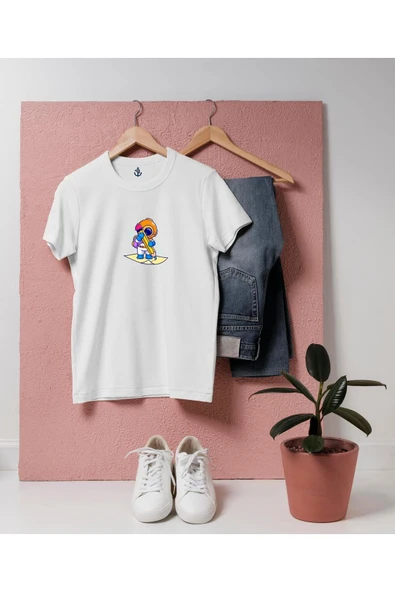 Oversize Kağıt Kalem Sırt Çantalı Mini Dalgıç Tasarım unisex T-shirt ürün görseli 1