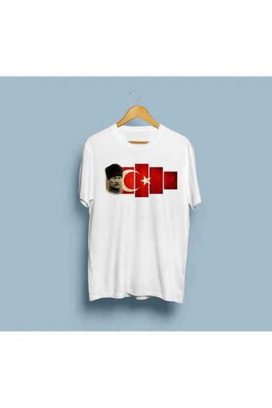 Oversize Mustafa Kemal Atatürk ve Türk bayrağı tasarım unisex T-shirt ürün görseli 1