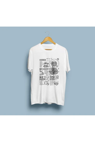Oversize Cofffee Menu Tasarım Unisex T-shirt ürün görseli 1