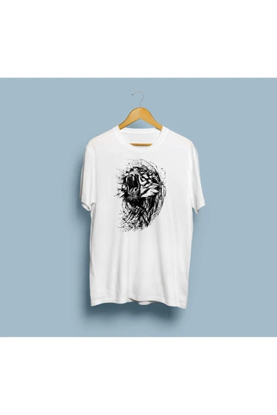 Oversize Siyah Aslan Tasarım unisex T-shirt ürün görseli 1