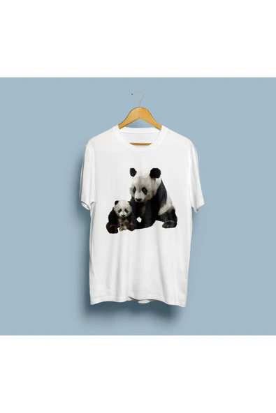 Oversize Panda Ailesi tasarım unisex T-shirt ürün görseli 1