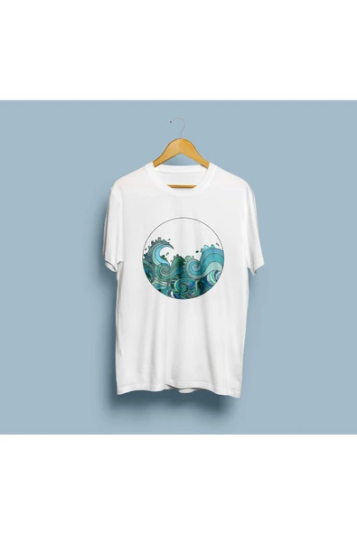 Oversize Dalgalar Tasarım Unisex T-shirt ürün görseli 1