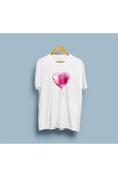 Oversize Helyum Balon Kalp tasasrım unisex T-shirt ürün görseli 1