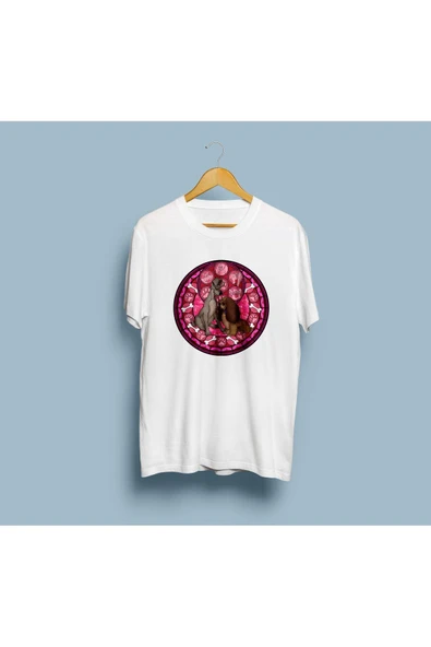 Oversize Leydi ile Sokak Köpeği Tasarım Unisex T-shirt ürün görseli 1