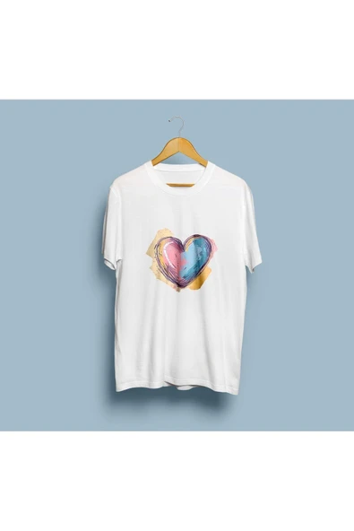 Oversize Renki Kalp tasarım unisex T-shirt ürün görseli 1
