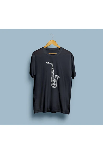 Oversize Saksafon Enstrüman Tasarım Unisex T-shirt ürün görseli 1