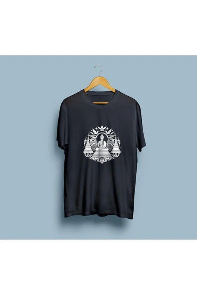 Oversize Budizm / Buddha Tapınak tasarım unisex T-shirt ürün görseli 1