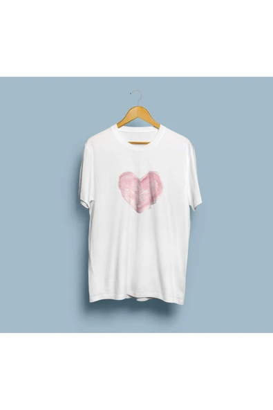 Oversize Pastel Kalp Tasarım Unisex T-shirt ürün görseli 1