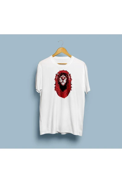 Oversize Kırmızı Aslan GS Tasarım Unisex T-shirt ürün görseli 1