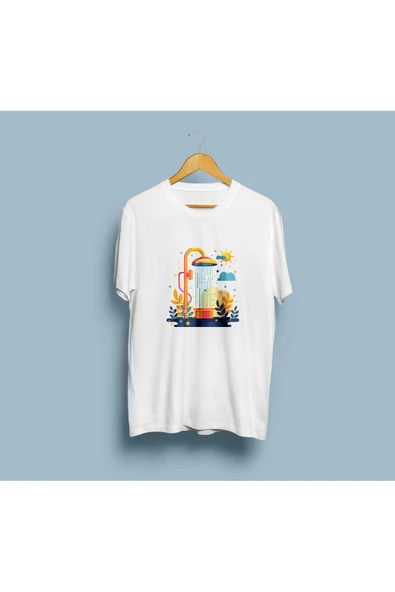 Oversize Duş Başlığı ve Güneş tasarım unisex T -shirt ürün görseli 1