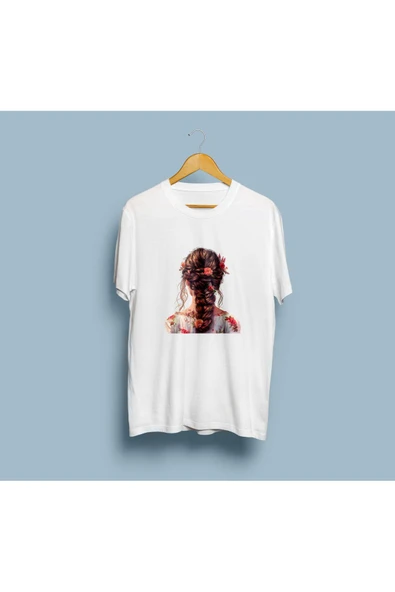 Oversize Arkadan Kadın Saçları / Kadın Kuaförü tasarım unisex T-shirt ürün görseli 1