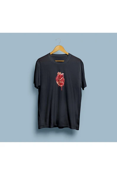 Oversize Kalp Anatomisi Tasarım Unisex T-shirt ürün görseli 1