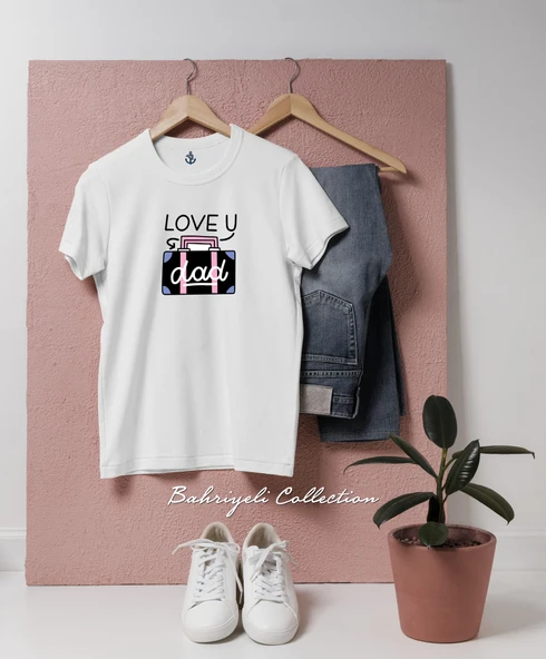 Oversize Love U Dad Tasarımlı Unisex T-Shirt ürün görseli 1