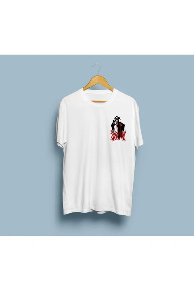 Oversize Scream Yazılı Ghostface Tasarım Unisex T-shirt ürün görseli 1