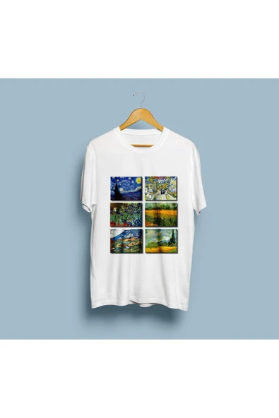 Oversize Van Gogh Eserler Tablolar Baskılı Unisex T-shirt ürün görseli 1