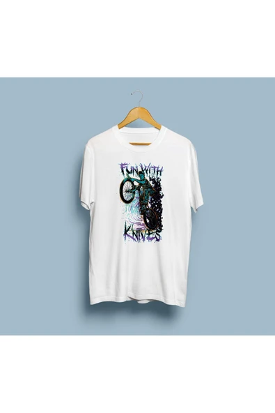 Oversize Fun With Knives Tasarım Unisex T-shirt ürün görseli 1