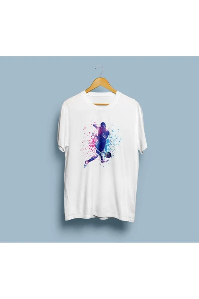 Oversize Dijital Tasarım Futbolcu Baskılı Unisex T-shirt ürün görseli 1