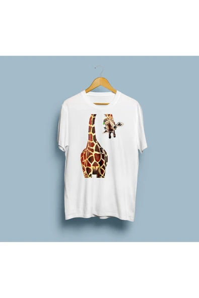 Oversize Zürafa Tasarım Unisex T-shirt ürün görseli 1