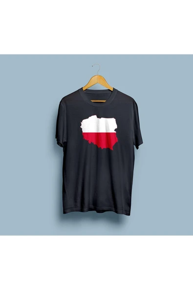 Oversize Poland / Polonya Bayrağı ve Haritası tasarım unisex T-shirt ürün görseli 1