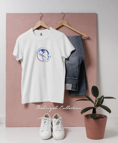 Oversize Travel around the world Tasarımlı Unisex T-Shirt ürün görseli 1