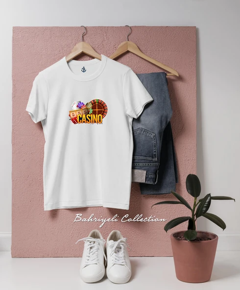 Oversize Casino logo kumar Tasarımlı Unisex T-Shirt ürün görseli 1