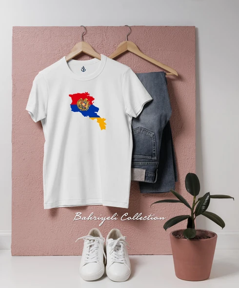 Oversize ermenistan haritası Tasarımlı Unisex T-Shirt ürün görseli 1
