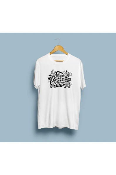 Oversize Hip Hop Graffiti Tasarım Unisex T-shirt ürün görseli 1