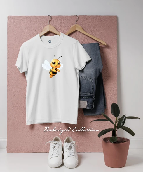Oversize Cute cartoon bee _ tatlı arı Tasarımlı Unisex T-Shirt ürün görseli 1