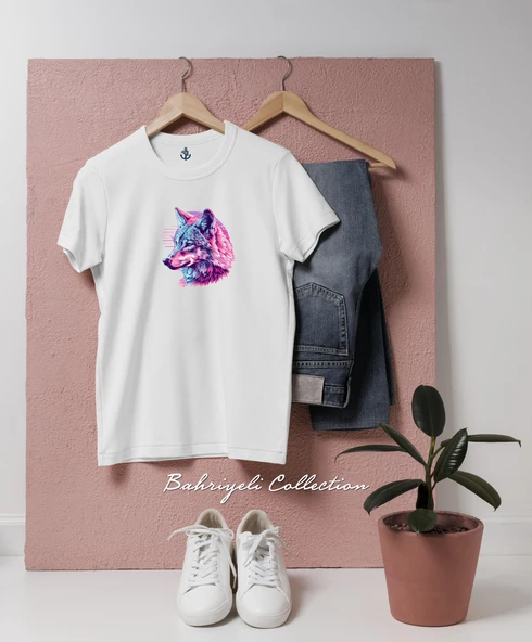 Oversize Neon Kurt İllüstrasyonu Tasarımlı Unisex T-Shirt ürün görseli 1